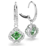 Una Angelic drop earrings Mixed cuts, Green, Rhodium plated