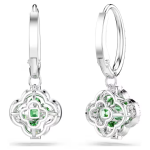 Una Angelic drop earrings Mixed cuts, Green, Rhodium plated