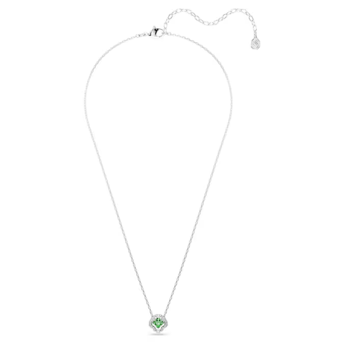 Una Angelic pendant Mixed cuts, Green, Rhodium plated