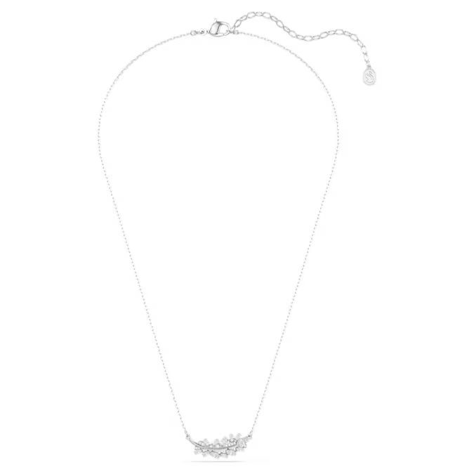 Vienna pendant Mixed cuts, Feather, White, Rhodium plated