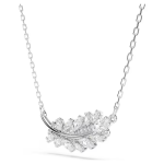 Vienna pendant Mixed cuts, Feather, White, Rhodium plated