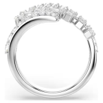 Vienna open ring Mixed cuts, Feather, White, Rhodium plated