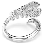 Vienna open ring Mixed cuts, Feather, White, Rhodium plated