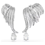 Vienna clip earrings Mixed cuts, Swan, White, Rhodium plated