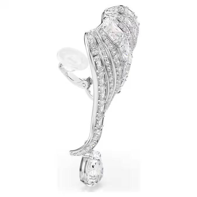 Vienna clip earrings Mixed cuts, Swan, White, Rhodium plated