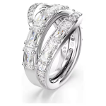 Vienna ring Mixed cuts, Swan, White, Rhodium plated