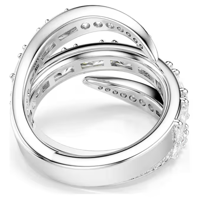Vienna ring Mixed cuts, Swan, White, Rhodium plated
