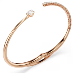 Matrix bangle Round cut, White, 18K rose gold finish