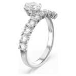Matrix open ring Round cut, White, Rhodium plated