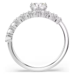 Matrix open ring Round cut, White, Rhodium plated