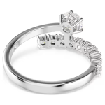 Matrix open ring Round cut, White, Rhodium plated