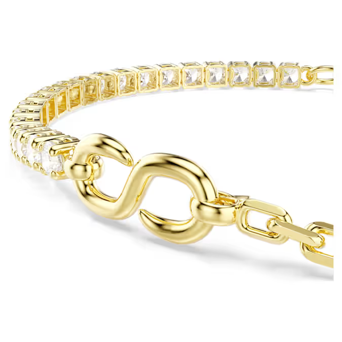 Matrix bracelet Round cut, White, 18K gold finish