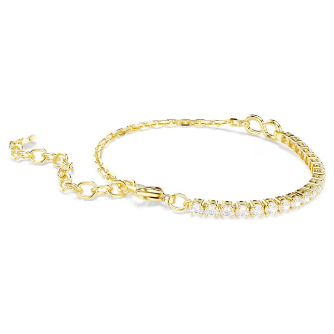 Matrix bracelet Round cut, White, 18K gold finish