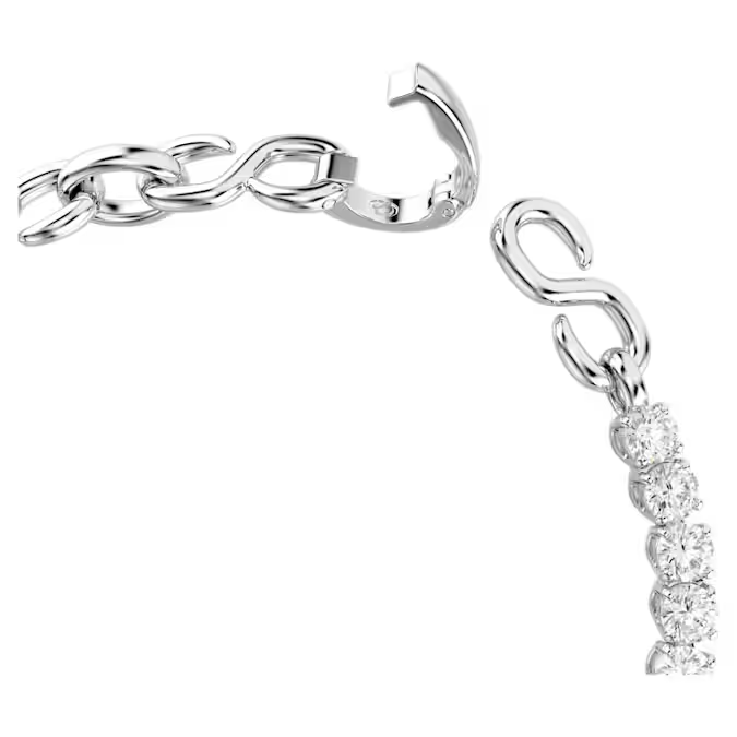 Matrix bracelet Round cut, White, Rhodium plated