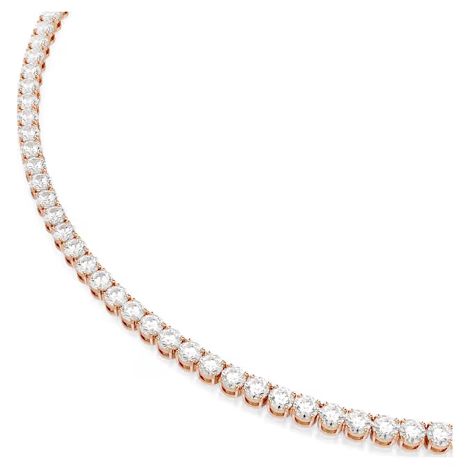 Matrix Tennis necklace Round cut, White, 18K rose gold finish