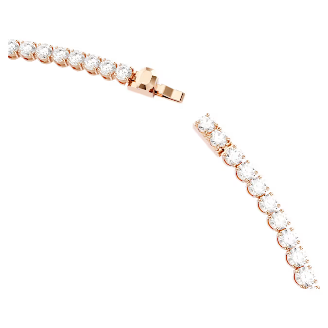 Matrix Tennis necklace Round cut, White, 18K rose gold finish
