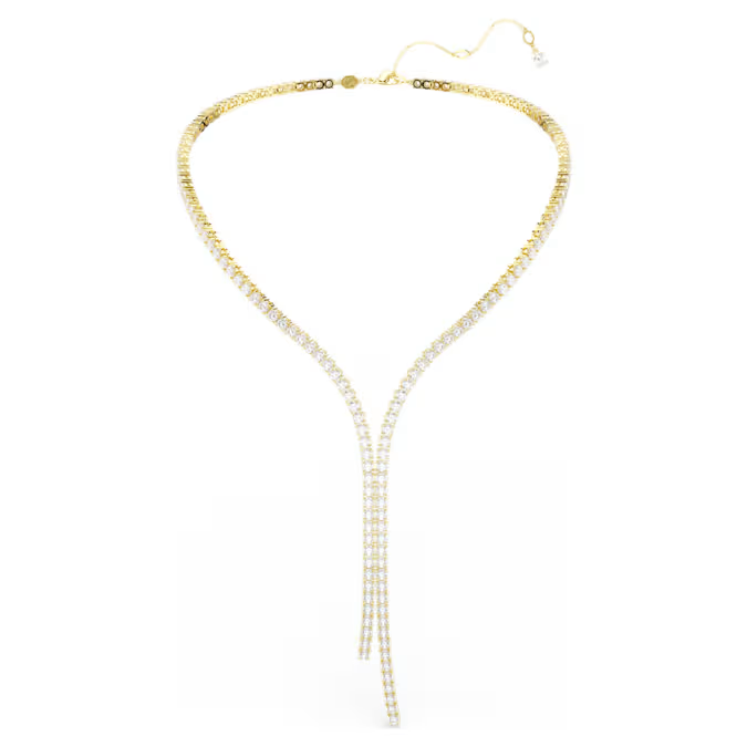 Matrix Y necklace Round cut, White, 18K gold finish