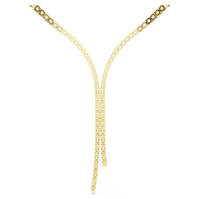 Matrix Y necklace Round cut, White, 18K gold finish