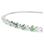Matrix bracelet Round cut, Green, Rhodium plated