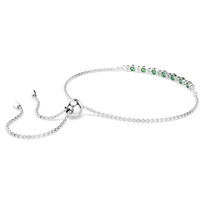 Matrix bracelet Round cut, Green, Rhodium plated