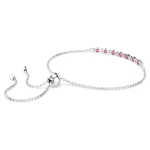 Matrix bracelet Round cut, Pink, Rhodium plated