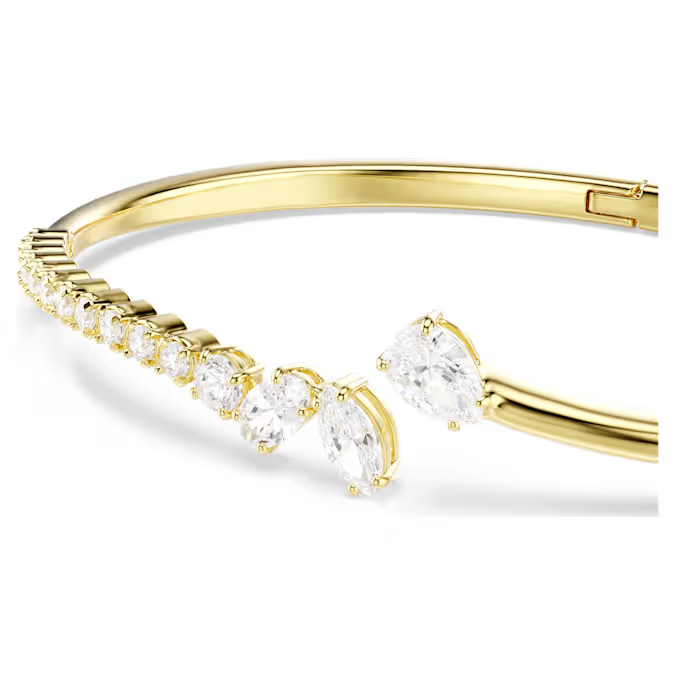 Mesmera bangle Mixed cuts, White, 18K gold finish