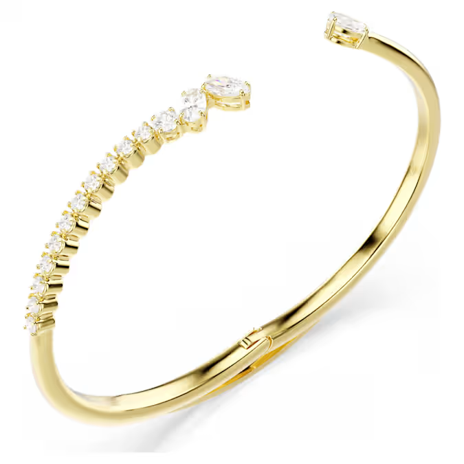 Mesmera bangle Mixed cuts, White, 18K gold finish