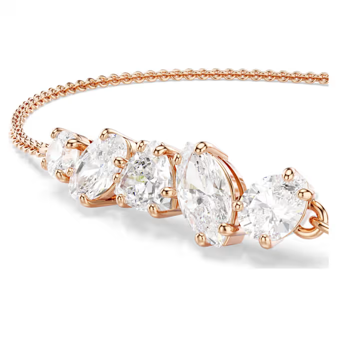 Mesmera bracelet Mixed cuts, White, 18K rose gold finish