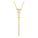 Mesmera Y necklace Mixed cuts, White, 18K gold finish