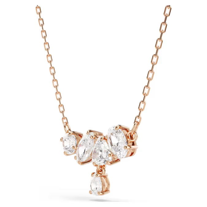 Mesmera necklace Mixed cuts, White, 18K rose gold finish