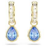 Chroma drop earrings Pear cut, Blue, 18K gold finish