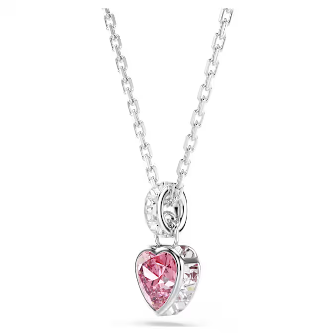Chroma pendant Mixed cuts, Pink, Rhodium plated