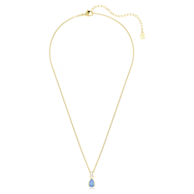 Chroma pendant Pear cut, Blue, 18K gold finish
