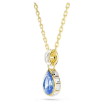 Chroma pendant Pear cut, Blue, 18K gold finish