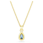 Chroma pendant Pear cut, Blue, 18K gold finish