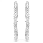 Dextera hoop earrings Round cut, White, Rhodium plated