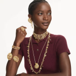 Gema necklace Mixed cuts, Yellow, 18K gold finish