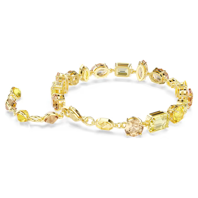 Gema bracelet Mixed cuts, Yellow, 18K gold finish
