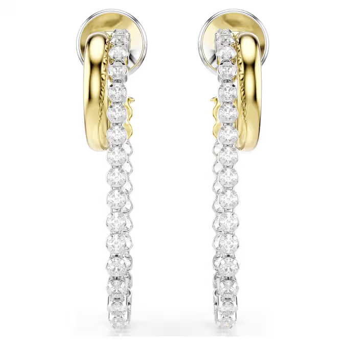 Hyperbola earrings Round cut, White, Mixed metal finish