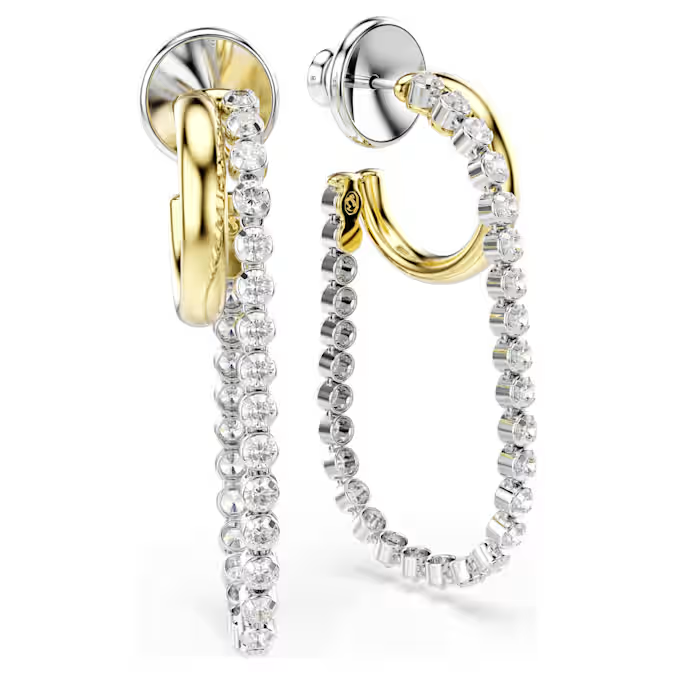 Hyperbola earrings Round cut, White, Mixed metal finish