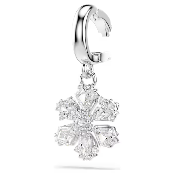 Idyllia charm Mixed cuts, Snowflake, White, Rhodium plated