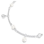 Imber bracelet Crystal pearl, Round cut, White, Rhodium plated