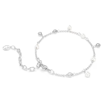 Imber bracelet Crystal pearl, Round cut, White, Rhodium plated