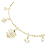 Magic bracelet Mixed cuts, Snowflake, White, 18K gold finish