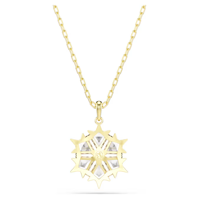 Magic pendant Mixed cuts, Snowflake, White, 18K gold finish