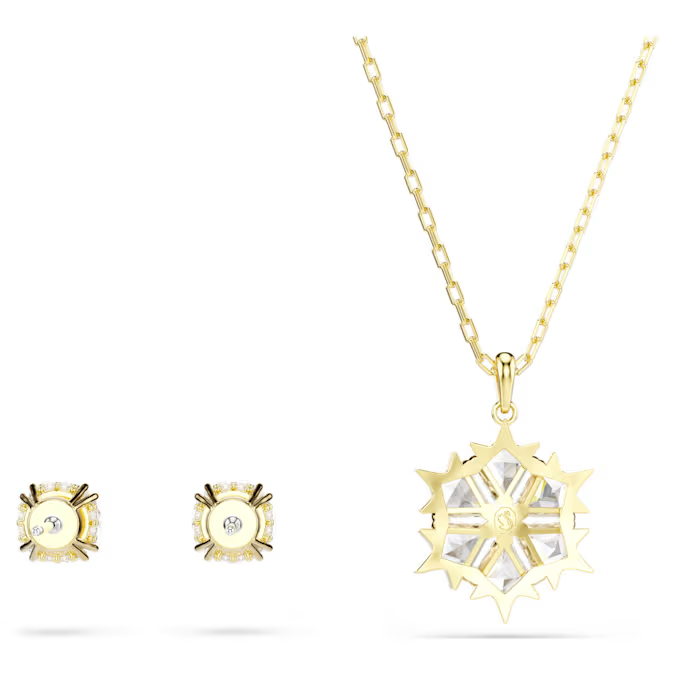 Magic set Set (2), Mixed cuts, Snowflake, White, 18K gold finish