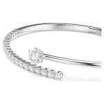 Matrix bangle Round cut, White, Rhodium plated