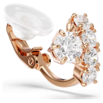 Matrix clip earrings Round cut, White, 18K rose gold finish