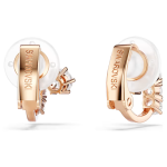Matrix clip earrings Round cut, White, 18K rose gold finish