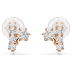 Matrix clip earrings Round cut, White, 18K rose gold finish
